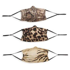 New Apparis Winnie 3 Piece Face Non Medical Masks  Tan Leopard Tiger & Python